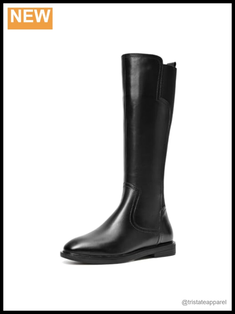 Knee High Leather Boots for Women, Calfskin Riding Boots, Low Block Heel,